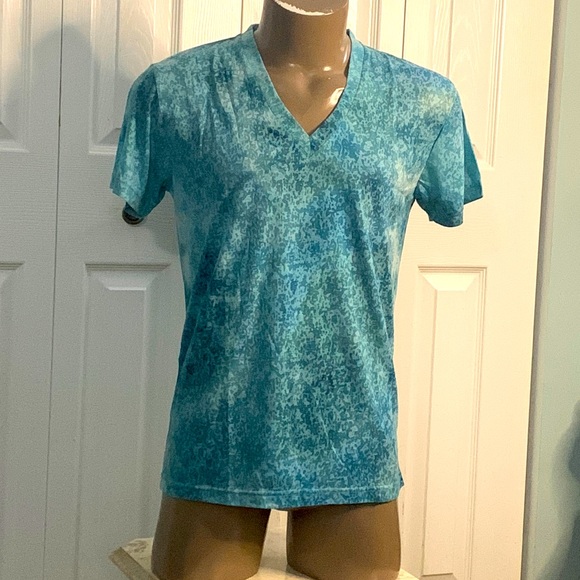 New Blue Water Pattern Burnout V-Neck Tee by Andres Velasco AJ913 - Picture 1 of 2